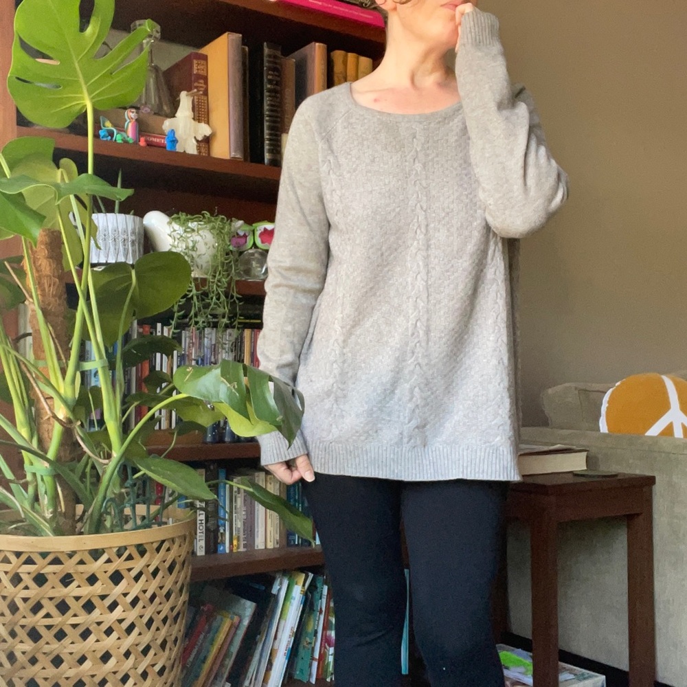 gray sweater braided knit Cyrus